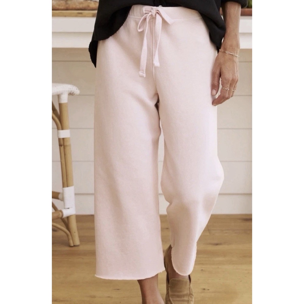 Frank & Eileen Wide Leg Cropped Catherine Pink Sweatpants L Casual Travel